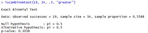 Binomial probability calculation output