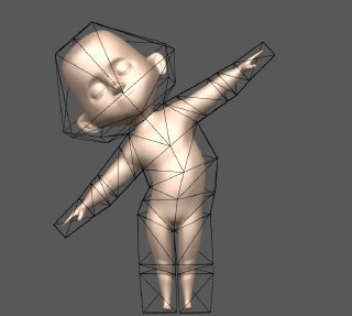 The same character shown leaning to one side.